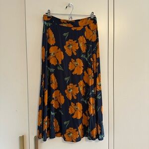 Floral Orange and Blue Women's Skirt